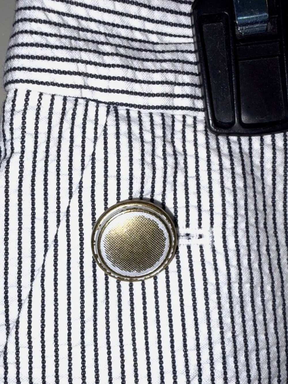 J.Crew Seersucker Nautical Mini Skirt Size 4 Black White Sailor Button